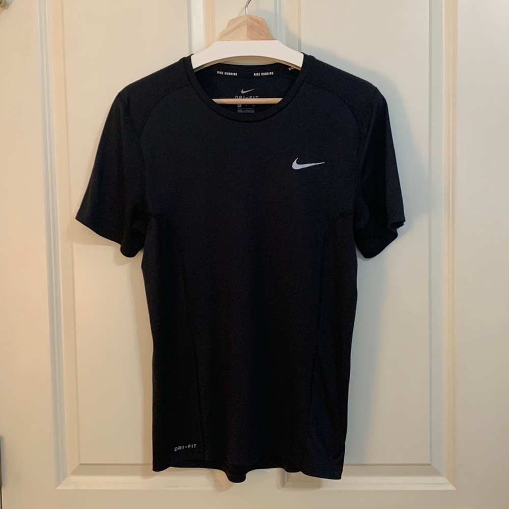 Small black Nike running dri-fit shirt.